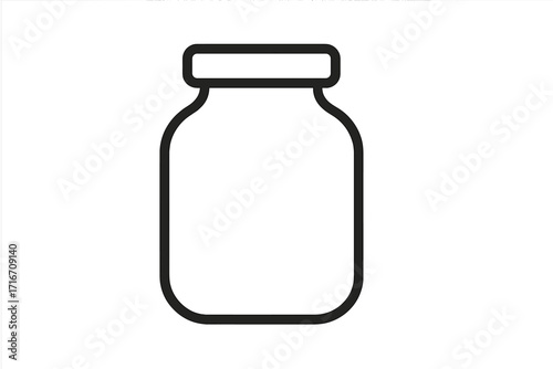 Glass jar vector line icon for food storage. Empty container for jam, honey, preserves, canning. Simple outline illustration for packaging, kitchen, pantry. Isolated pictogram.