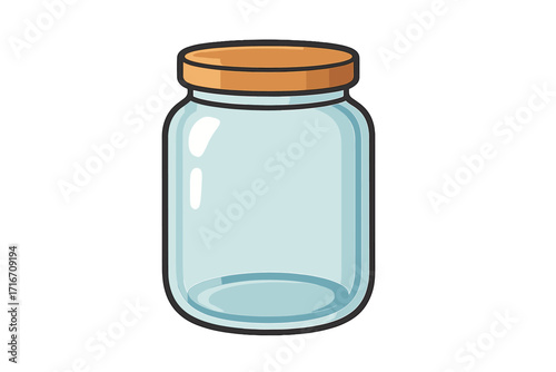 Empty glass jar vector illustration. Outline icon for canning, food storage, and preserving. Clean cartoon graphic for websites, apps, and infographics. Isolated container sign.