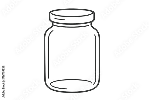 Glass jar line icon. Empty container for canning, jam, preserves, pickles, honey. Food storage & preservation concept. Vector outline illustration of a kitchen mason jar.