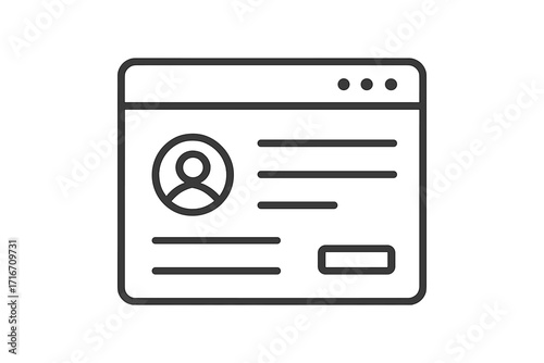 User profile account page line icon. Personal data interface for web, app design. Minimalistic vector pictogram with editable stroke. Member login, portfolio, contact info.