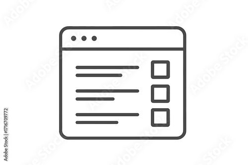 Website form line icon. Online survey, poll, questionnaire, or checklist symbol. Minimalistic browser window pictogram for UI UX design. Editable stroke vector graphic.
