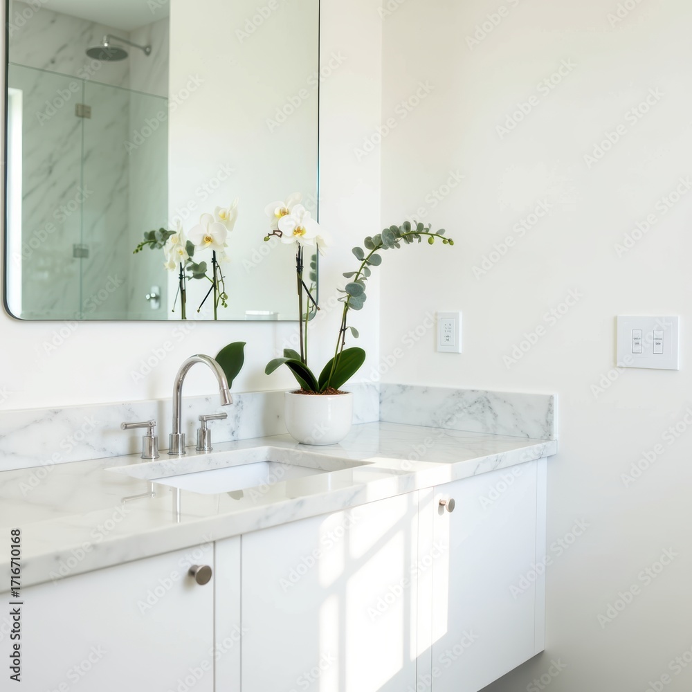 Fototapeta premium Serene Modern Bathroom with Elegant Plants