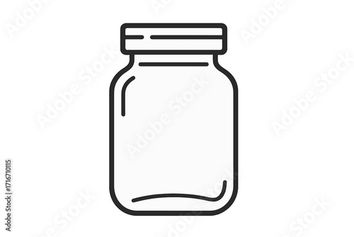 Jar line icon vector. Glass container for jam, jelly, or preserves. Kitchen storage canister symbol. Minimalist outline illustration for web, apps, and food packaging.