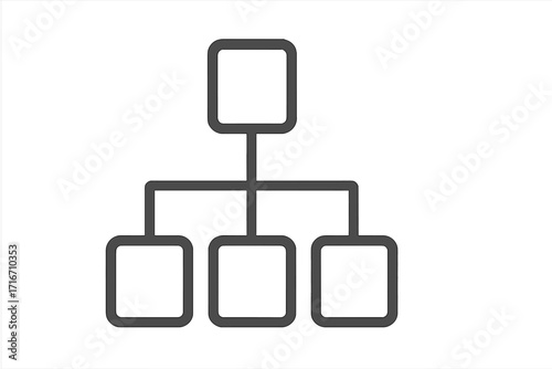 Hierarchy icon of company structure. Organization chart symbol. Business process management sign. Corporate workflow diagram. Teamwork flowchart pictogram. Line vector graphic.