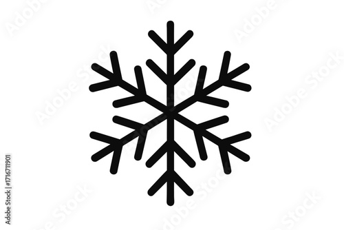 Black snowflake icon winter symbol vector illustration simple linear style transparent background seasonal design cold weather decorative element for holiday projects