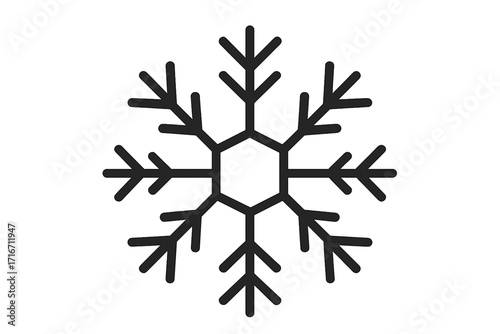Snowflake icon winter symbol linear style vector cartoon illustration transparent background geometric ice crystal design seasonal cold weather pattern icon