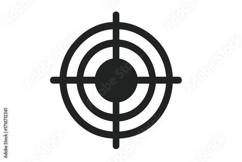 Target icon silhouette with accuracy symbol, vector cartoon illustration on transparent background, precision aim concept, shooting mark, focus and goal symbol, ordered set design