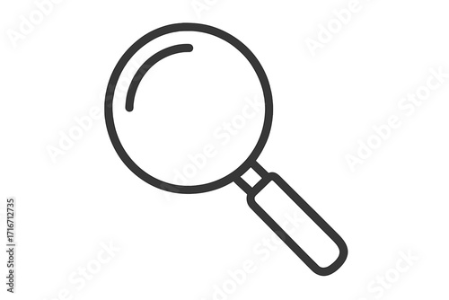 Magnifying glass icon in a linear style. Search, find, and zoom symbol. Vector illustration for concepts like analysis, research, investigation, and discovery. Simple minimal design.