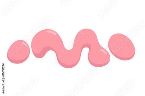 Abstract vector liquid organic blobs chain. Irregular shape liquid element. Cute childish wavy splodge form. Pink smooth pebble stone shape. Fluid bubble gum slime. 3D render.