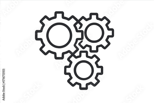 Gears icon vector. Cogwheel mechanism symbol. Teamwork, collaboration concept. Business process, workflow illustration. Engine, machine, technology sign. Settings, options graphic.