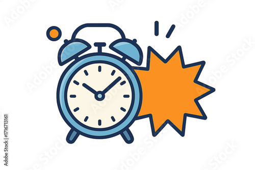 Promotion banner with ringing alarm clock icon. Final countdown and last minute offer concept. Limited time sale or urgent deadline approaching. Wake up alert vector symbol.
