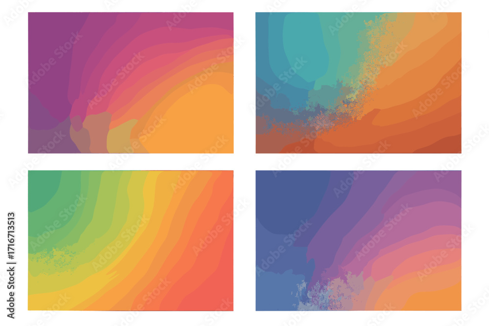 Naklejka premium Vibrant grainy gradient backgrounds collection. Abstract blurred texture with noise effect. Trendy retro vector graphic set for posters, banners, social media, and websites.