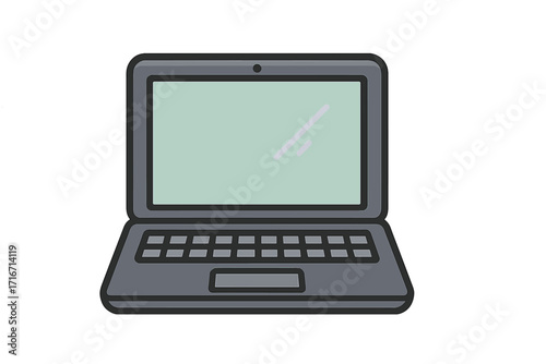 Laptop computer vector icon. Flat design illustration of a modern notebook device. Portable PC for business, office, remote work from home. Technology and internet concept.