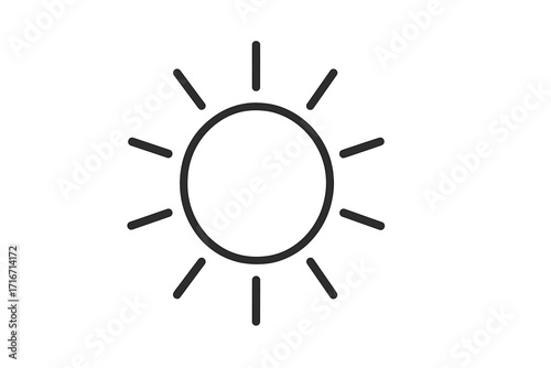 Sun line icon vector, simple cartoon sun symbol with rays, transparent background, minimal flat design for websites, apps, UI, sunny weather symbol, clear daylight illustration