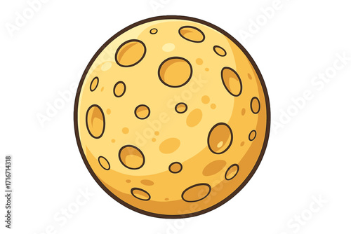 Cartoon vector illustration of the moon with craters, isolated planet, celestial body for space infographic, astronomy design, transparent background vector graphic