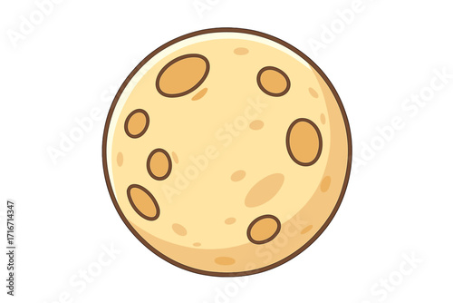 Cartoon Vector Illustration of the Moon with Craters, Isolated Celestial Body for Space and Astronomy Infographics, Transparent Background, Educational and Scientific Design