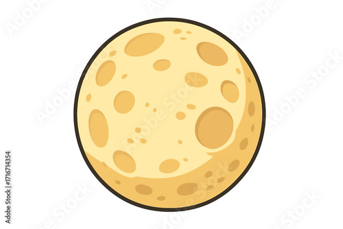 Cartoon Moon isolated vector illustration with craters, round full moon graphic for space infographics, astronomy design, celestial night sky icon, transparent background