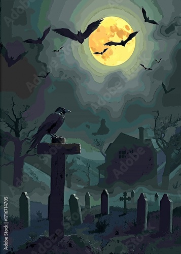 halloween background with haunted house
