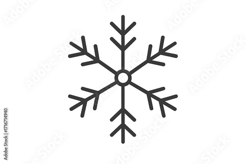 Snowflake icon linear symbol. Vector illustration. Winter snow flake sign. Cold frost freeze weather symbol. Christmas holiday new year decoration element. Isolated outline.
