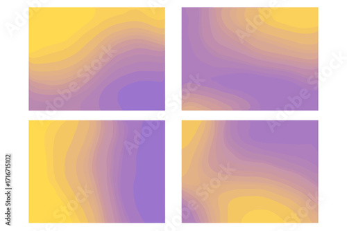 Abstract yellow and purple grainy blurred gradient background texture, soft color gradation with small noise, modern vector illustration, vivid dreamy digital backdrop, artistic cartoon effect