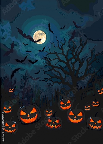 halloween background with house and pumpkin