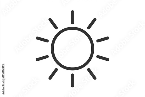 Simple sun icon isolated vector, bright sunny weather symbol, minimalist sun graphic for websites and apps, cartoon style sun with transparent background, summer and daylight concept