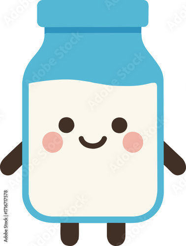 Adorable kawaii maki sushi roll character with a happy smiling face. A cute Japanese food mascot illustration isolated on a white background