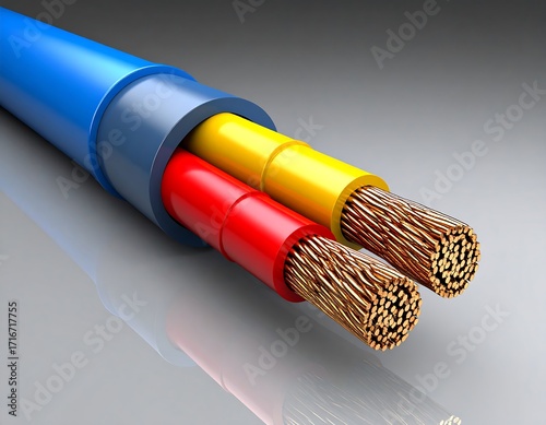 Close-up of electrical cable cross-section