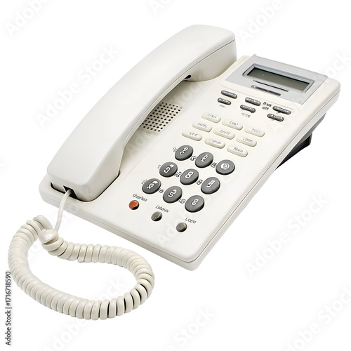 White Corded Desk Telephone with Digital Display landline