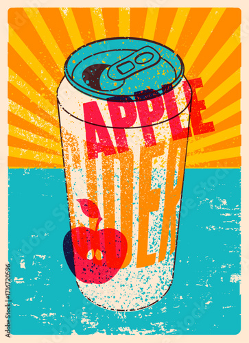 Apple Cider can typographical vintage style grunge poster design. Retro vector illustration.