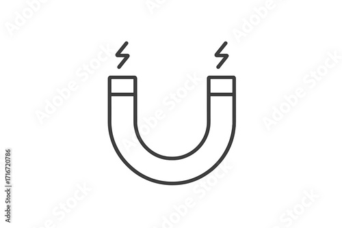 Magnet icon symbol of attraction. Horseshoe magnet with a magnetic field. Metaphor for customer retention, lead generation and marketing. Physics science power force energy.