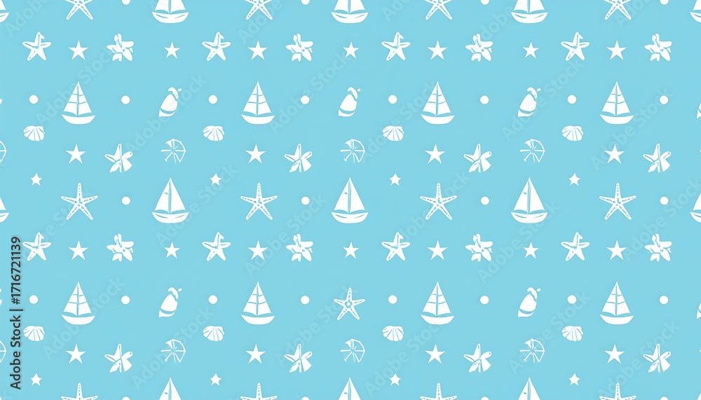 Light-blue background with repeating white nautical pattern