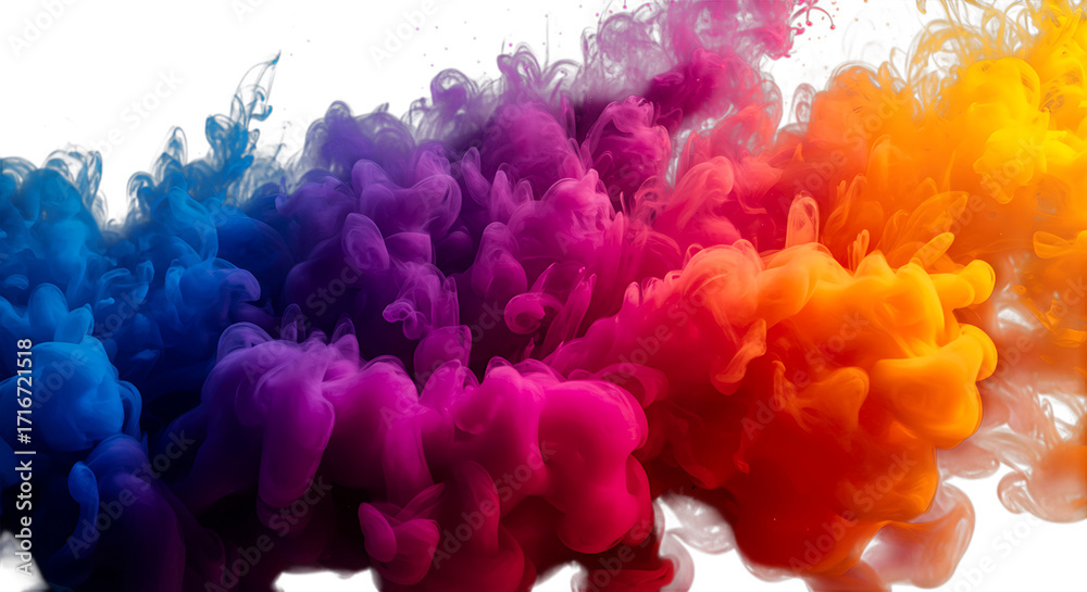 Fototapeta premium Colorful ink clouds swirling in water isolated on transparent background