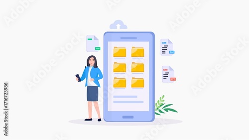File management concept. Data storage. Folders, documents and media content. video animation 4k clip
