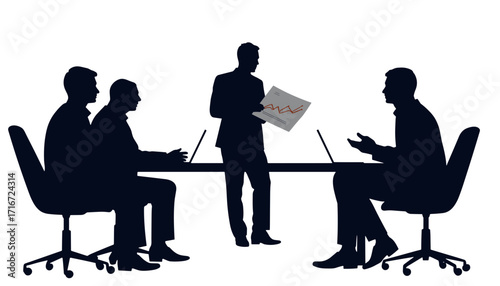 Businessmen discussing strategy during corporate meeting in office  