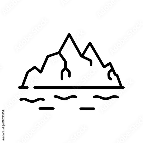 Abstract outline of iceberg floating in cold ocean waters concept of winter  