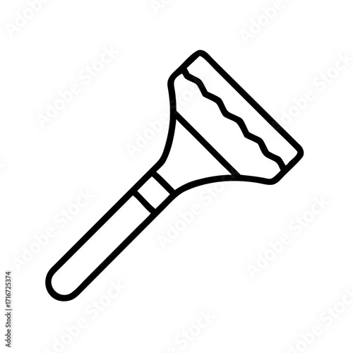 Ice scraper tool for removing frost from car windshield in winter  