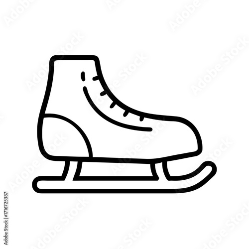 Ice skate icon in minimalist design symbolizing winter activities  