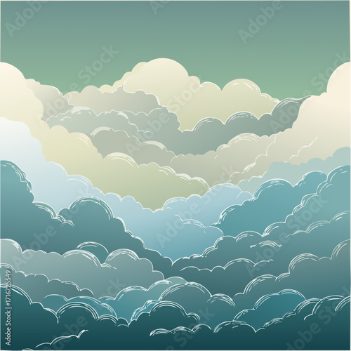 moody cloudscape mosaic with carved edges and layered gradients