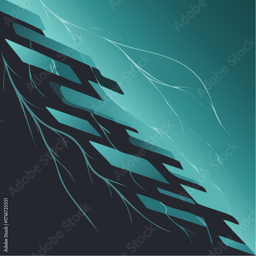 descending shard gradient mosaic with subtle grain and connecting veins