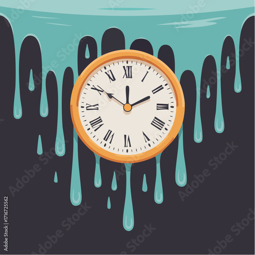 melting clock shard mosaic with warped time and noise texture