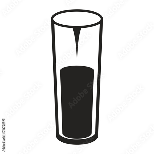 Black Silhouette of a Tall Glass Filled with Dark Liquid drink beverage