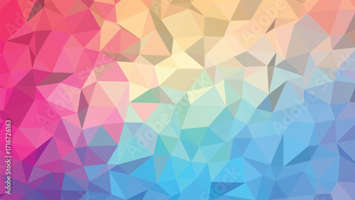 Colorful abstract low poly background with triangular facets and vibrant hues
