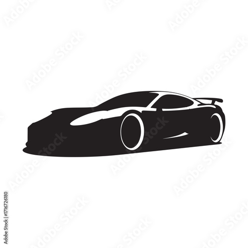Black sports car isolated on white background vector illustration