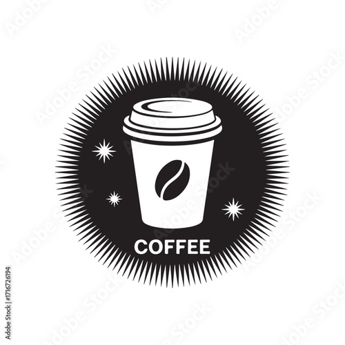 Coffee cup vector icon with hot beverage takeaway drink