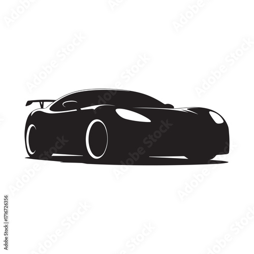 black car silhouette vector isolated on white background