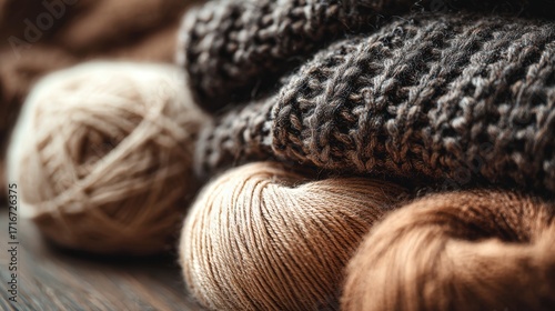 Wallpaper Mural Neutral Wool Yarn and Knitted Fabric Close-Up
 Torontodigital.ca