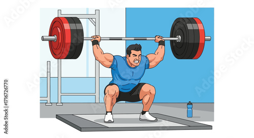 Strong Man Weightlifting Barbell in Gym for Fitness and Exercise
