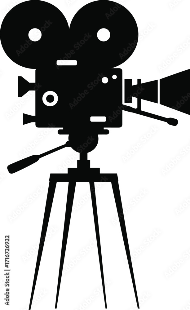 Obraz premium Professional Video Camera on Tripod Vector Illustration for Filming and Broadcasting