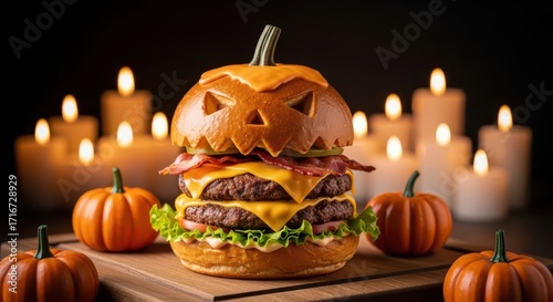 Spooky Pumpkin Burger Delight for Halloween Festivities